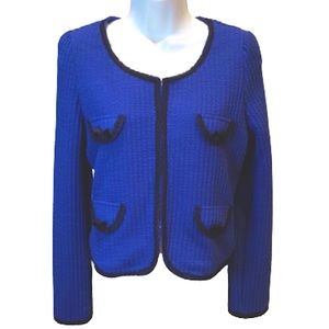 J LAMANT ROSE ROYAL BLUE JACKET• MADE & BOUGHT IN PARIS • sz 4